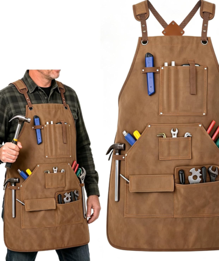 Heavy-Duty Canvas Carpenter Apron Tool Pockets