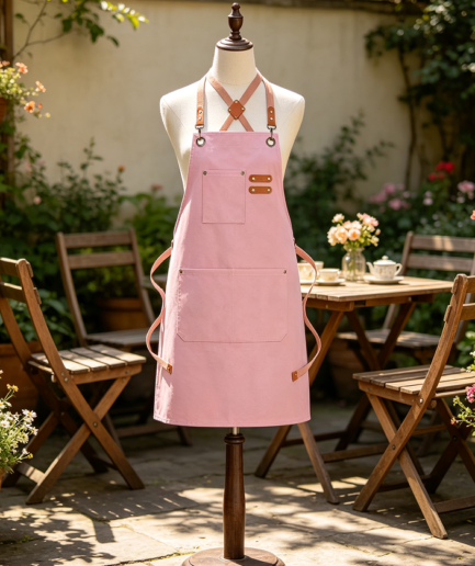 16oz Cotton Canvas Cross-Back Apron Generous Pockets