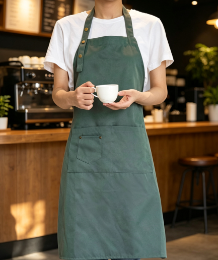 Waterproof Green Canvas Art Apron for Pottery