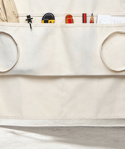 Unisex White Canvas Two-Pocket Waist Apron