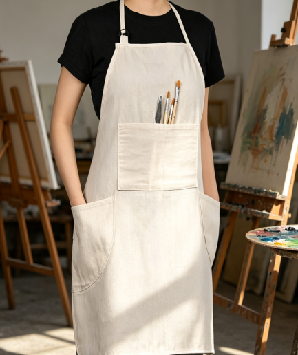 Adjustable Cotton Canvas Painting Apron Three Pockets