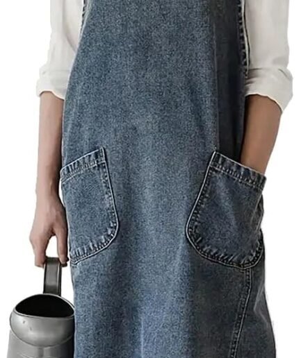 Deep Blue Denim Bib Apron Large Pockets