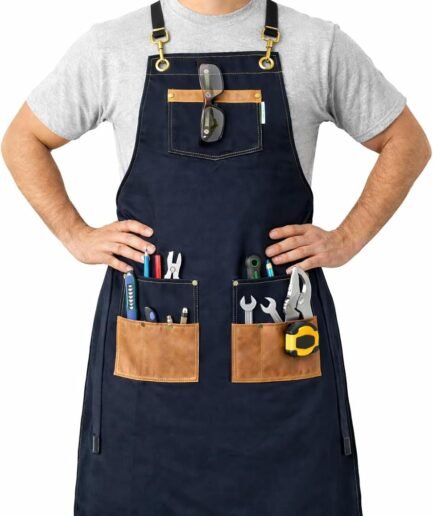 Heavy-Duty Double-Layer Canvas Work Apron Ten Pockets