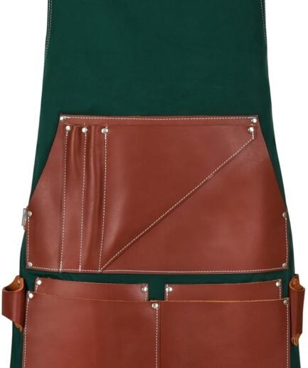 Heavy-Duty Cowhide Leather Work Apron Nine Pockets