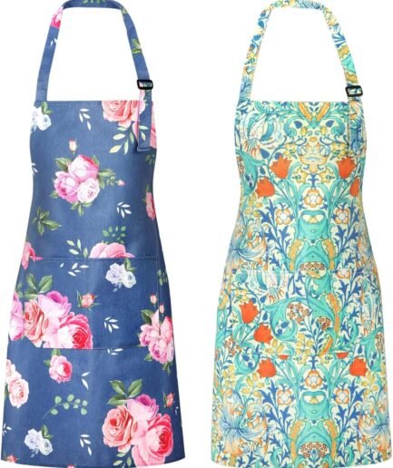Cotton Canvas Waterproof Floral Apron Cooking Painting