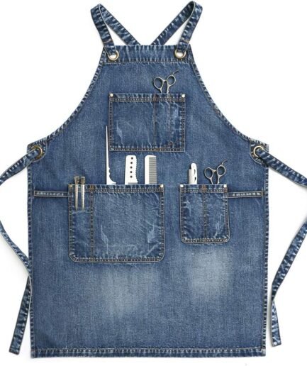 Acid-Washed Denim Hair Stylist Cross-Back Apron