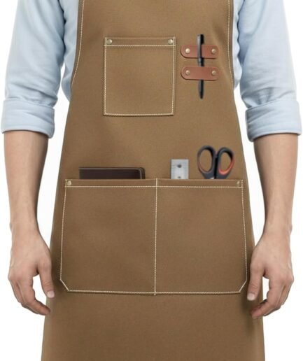 Heavy-Duty Canvas Cross-Back Work Apron Three Pockets