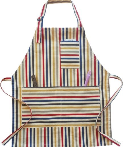 Striped Canvas Chef Apron with Long Ties
